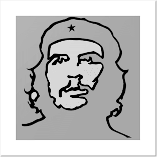 Che Guevara Line Art Design in Grey Posters and Art